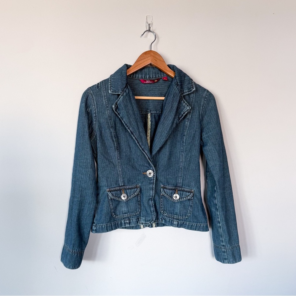 Vintage Y2K 2000s stretchy denim / jean blazer jacket by SO 100% Cotton
